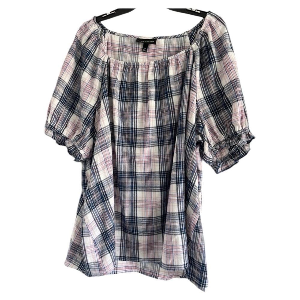 Lane Bryant Plaid Blouse - Blue and Pink